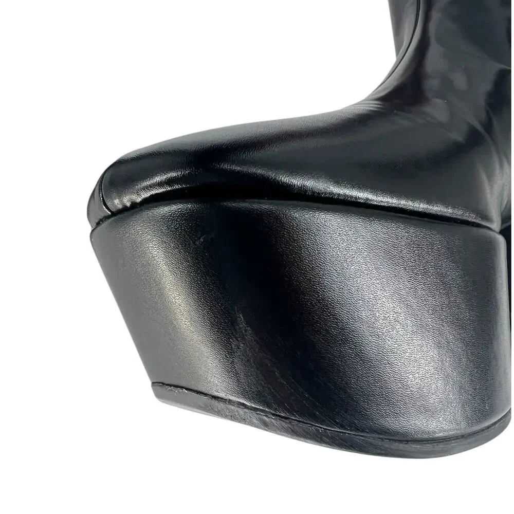 Prada Black Stretch Napa Over-the Knee Platform Boots - Picture 8 of 16
